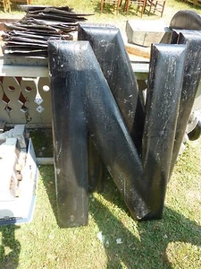 huge ANTIQUE c1910-1920's BLACK wooden letter symbol N ~ 36" x 23" x 1.5" - Picture 1 of 11