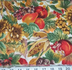 20" X 54" MULTI-COLOR AUTUMN HARVEST ALL COTTON QUILTING TYPE FABRIC REMNANT - Picture 1 of 1