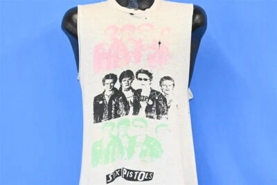 vintage 70s SEX PISTOLS PUNK BAND DISTRESSED CUT OFF SLEEVELESS t-shirt MEDIUM M - Image 1 of 4