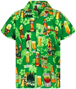 Funky Hawaiian Shirt Beer Bottle Green Different Sizes - Picture 1 of 7