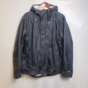 LL Bean Trail Model Rain Jacket Mens Large Black Packable Tek Waterproof Hooded - Picture 1 of 13