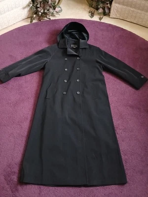 Gabardina negra vintage GALLERY para mujer talla 10 terciopelo capucha cremallera forro de invierno Foto 1 de 4