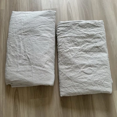 2 paneles de cortina de tejido italiano de herrajes de restauración 94” x 108” niebla/gris Foto 1 de 4