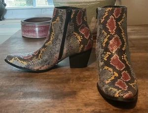 Coconuts Matisse Womens 8 M Western Ankle Boots Multi Color Snakeskin Embossed - Picture 1 of 24
