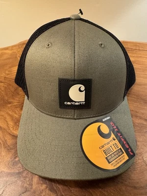 Carhartt Men's Rugged Flex Twill Mesh-Back Logo Patch Cap Green - Image 1 of 2