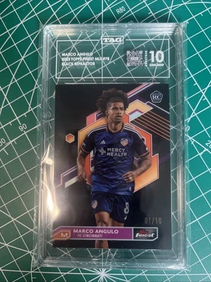 2023 Topps Finest MLS #78 Marco Angulo Black Refractor 1/10 TAG 10 - Image 1 of 2