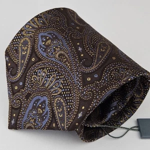 Johnston & Murphy Brown Paisley 100% Silk Tie Made In NY USA NWT Formal Textured - Picture 1 of 5