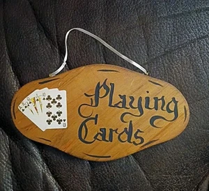 Spielkarten handgefertigt Holz Hängeschild 4,5" x 8,5" in Sitzungsschild - Bild 1 von 8