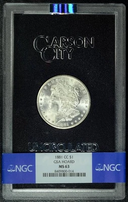 1881-CC GSA NGC MS63 DÓLAR MORGAN * Caja negra y certificado de autenticidad * #8409800-014 Foto 1 de 4