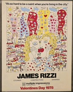 James Rizzi Lithograph Poster – It's So Hard To Be A Saint, 1978, 30"x 22" - Picture 1 of 3