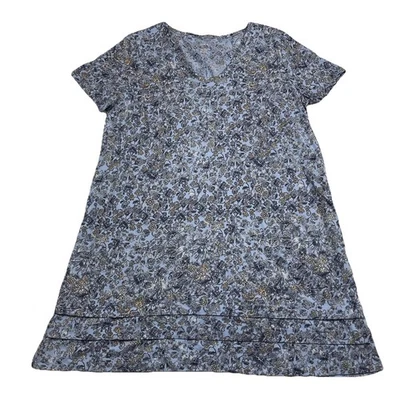 Vestido Camiseta Pure J. Jill Suave Grande Pequeño Azul Floral Cuello en V Cottage N4 Foto 1 de 4