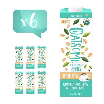 Organic Oat Milk Barista Blend Gluten-Free Dairy-Free 6 Pack 33.8 Fl Oz - Image 1 of 4