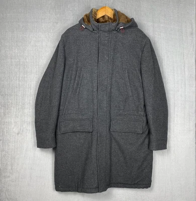 Abrigo Brunello Cucinelli Para Hombre 50 Cachemira Forrado de Piel Genuina Con Capucha Gris Carbón Foto 1 de 4