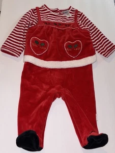 Schönes Little Me Mädchen rot & weiß Weihnachten Urlaub Einteiler Outfit Größe 6 Monate - Bild 1 von 4