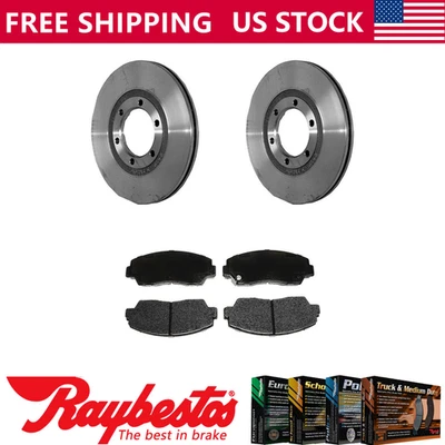 Front Kit Brake Rotors + Metallic Pads & Hardware For 1986-1987 Mazda B2000 - Image 1 of 4