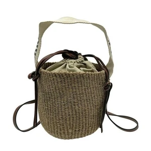 Chloe Woody Small Basket bag Shoulder Bag Beige Ivory Leather Women's Auth - Picture 1 of 8