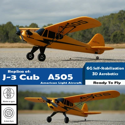 RC Airplane J3 Cub 3D 6G Gyro Control Aerobatic Trainer Flight Light Aircraft - Image 1 of 4