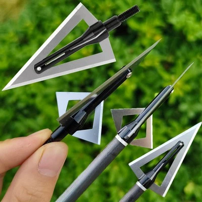 Archery Blade Broadheads 120 Grain Arrowhead Fields Tips Points Outdoor Hunting - Image 1 of 4