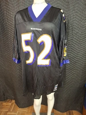 Camiseta deportiva Reebok NFL Ray Lewis #52 Baltimore Ravens talla 2XL negra cosida de fútbol Foto 1 de 4