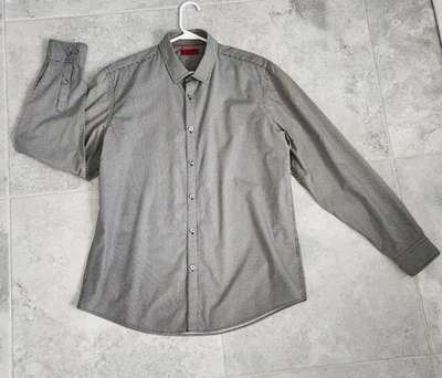 Camisa de vestir ALFANI SLIM FIT geométrica manga larga abotonada negro/blanco (L) Foto 1 de 4