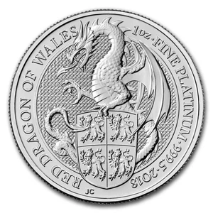 2018 Great Britain 1 oz Platinum Queen's Beasts The Dragon - Picture 1 of 3