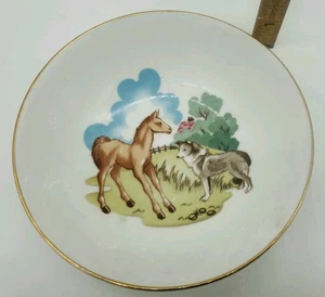 Tazón de porcelana de hueso fino Spode Princess House Hammersley niños bebé caballo perro - Imagen 1 de 5