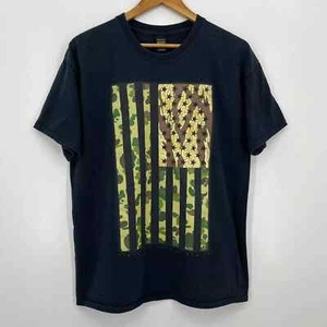 10 Deep T-Shirt Men's L Black USA Flag Logo Camouflage Short Sleeve Crew Neck - Picture 1 of 10