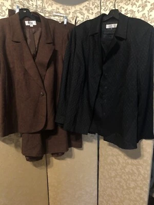 Traje Falda Traje Tahari Le Negro Marrón LOTE de 2 Talla 24 Mujer 24W Foto 1 de 4