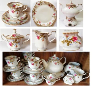 Porzellan Rose Gold Neu Blumen Tee Stövchen Service Garnitur Kaffee Komplett - Bild 1 von 12