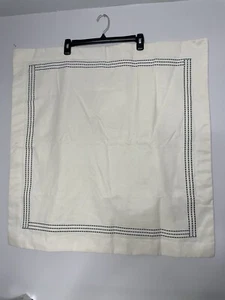 Pair/2 Madison Park Blue Dash Embroidered Pillow Cover Ivory Blue 26” Euro Sham - Picture 1 of 8