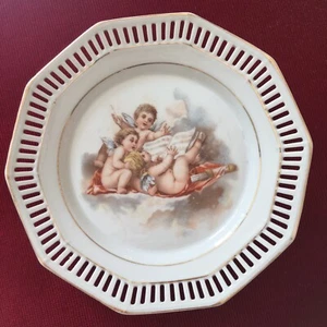 Assiette A Dessert Ou Décorative En Porcelaine Ajourée Bavaria Schumann Angelot - Picture 1 of 9