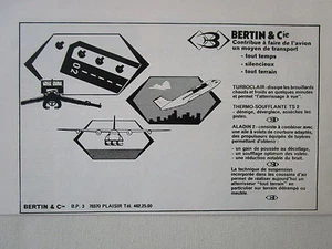 5/1973 PUB BERTIN et Cie ALADIN II THERMOSOUFFLANTE TSII TURBOCLAIR FRENCH AD - Foto 1 di 1