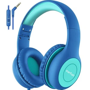 Kids Headphones Foldable with Mic 85/94dB Volume Limiter for School/Travel/Phone - Picture 1 of 6