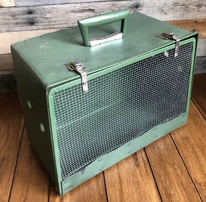 Pet Carrier Vintage ALCO 1950's Green Vents 16”x13"x9” Small Dog Cat Portable - Picture 1 of 12
