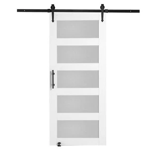 36x84in Barn Door Kit Wood/Glass Smoothly&Quietly 8-in-1 Floor Guide&Door Handle - Picture 1 of 7
