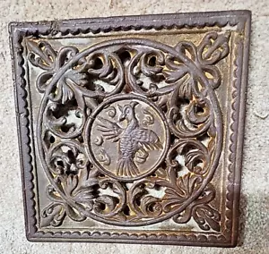 Antique Cast Iron Heat Grate Register Old Vent Cover Cold Air Return 7 1/2" - Picture 1 of 8