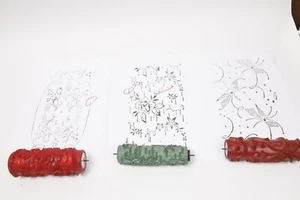 3x Musterwalzen Malerwalzen Strukturwalze 50er Jahre - 15cm Gummi weich (1357) - Bild 1 von 1