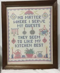 Vintage Kreuzstich Stickerei Küche Text Landhaus Bauernhaus gerahmt 15”x12” - Bild 1 von 11
