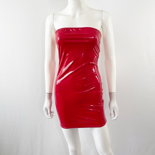 VALENTINO Nasty Gal Mini Abito BANDEAU ALTA LUCENTEZZA Senza Spalline Bodycon Taglia 2 Nuovo Con Etichette