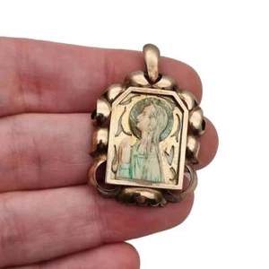 Modernist Medal of the Virgin in Silver & Gold, circa 1910, Religious Pendant. - Picture 1 of 10