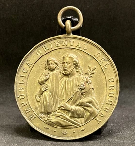 URUGUAY 1885 ANTIKE KUPFERMEDAILLE JESUS CHRISTUS KIND KATHOLISCHER ARBEITERKREIS - Bild 1 von 10