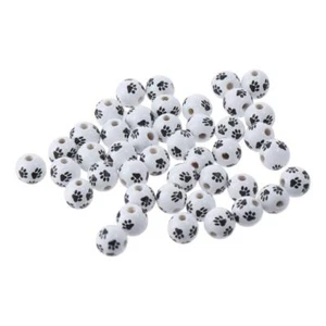 Wood Paw Print Wood Beads White Dog Wood Beads Paw Print Jewelry Accessories - Picture 1 of 8