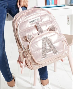 Justice Rose Gold Quilted Unicorn Initial Backpack ~ Letter  A ~ Book Bag ~ New - Picture 1 of 4