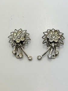 Vintage Silver Tone Clear Rhinestone Dress Clip Shooting Stars 1- 1/2" - Picture 1 of 10
