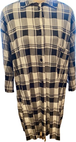 CAMICIA TUNICA A SCACCHI DONNA BALENCIAGA FAVOLOSA BIANCA E NERA BB M L