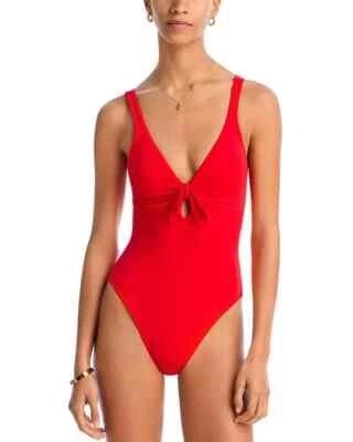 Traje de baño Robin Piccone rojo ardiente Ava Plunge de una pieza para mujer L111736 talla 6 Foto 1 de 4
