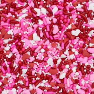 Valentine's Day Pink Cupcakes Cake Cookies Toppers - Heart & Sprinkles 2OZ - Picture 1 of 5