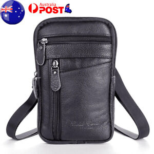 Men's Leather Small Crossbody Messenger Bag Shoulder Bag Handbag Phone Bag