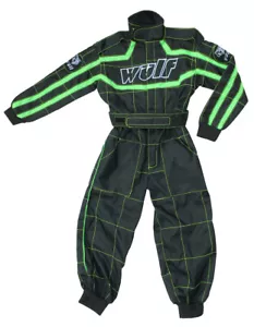 Kids Wulfsport Wulf MX Quad Motocross Overalls One Piece Black/Green T - Picture 1 of 2