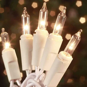 Christmas Lights 100 Count Mini Clear Lights 21Ft White Wire Christmas Tree Stri - Picture 1 of 11